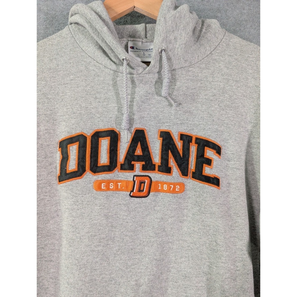 Champion Doane College Hoodie Mens Large Gray Spell Out Sweatshirt - Picture 4 of 9